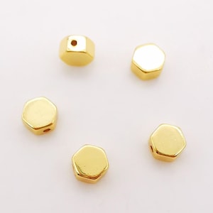 20PCS- 5mm Hexagon Spacer Beads, 18K Gold Plated , Dainty Bracelet Necklace Making Beads, Jewelry Finding S222