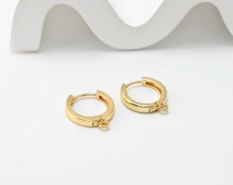 10PCS Huggie Hoops Earring Hoop, 18K Gold Plated Leverback Ear Hoops, Gold Earring Making Findings for Jewelry Making S660