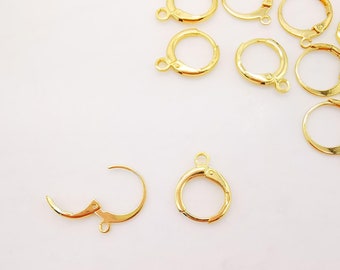 10PCS  18K Gold Plated Round Hoop Earring , Huggie Hoops Earring Parts, Spring Ear Hoops, 11mm,hoop earring  for Jewelry Making S816
