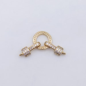 Cubic Clasp Connector, 14K Gold Plated, CZ Pave, 34.6*12mm, Clasp with loop, Connector, Bracelet Making Clasp S20599
