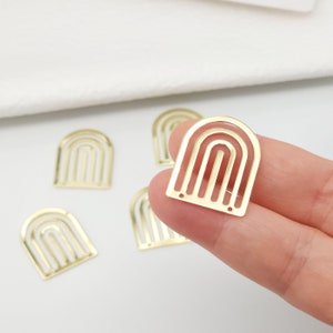 Arch Connector with holes, 14K Gold Plated Brass Earring Making Findings, 25mm Jewelry Findings STT041-D0019