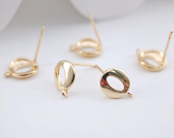 Oval Earring Post Earrings, Gold Earring Post with Loop, Hypoallergenic, Earring Findings, Handmade Earring Supplies ZX222
