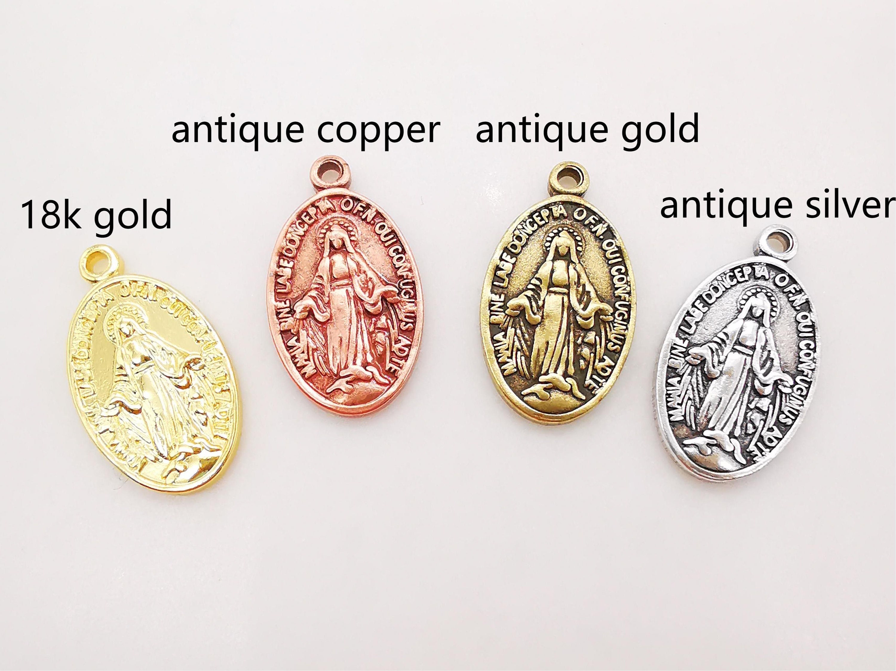 Saint Maria Charms, Religious Charms, 12x20mm, 18K Real Gold Plated Our ...