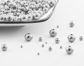 Perles en plaqué or blanc, intercalaires en or, perles rondes en or 14 carats, 3 mm/4 mm/5 mm/6 mm, intercalaires pour la fabrication de bijoux