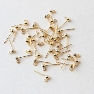 10pcs Ball Stud Earring Post,Stud Earring With Loop , Gold/Silver Ball Post Earring,Hypoallergenic Earring Post,Earring Findings -D0007