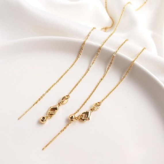 Adjustable Cable Necklace/Bracelet Finished Chain With Needle, 14K Gold Plated O Chain, 1mm, Necklace Bracelet Making Findings YY004