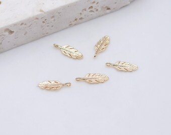 Danity フェザーペンダント、14K ゴールドメッキイヤリング製作金具