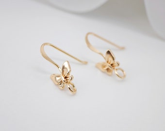 20PCS- 18K Gold Plated Butterfly Ear Hooks, Gold Earring Earring findings with loop, Fish Hooks, Ear Wires for Jewelry Making ZX060