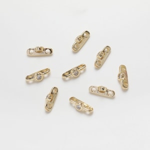 Perles intercalaires à deux trous, plaquées or 14 carats, perles rondes en zircone, perles pour collier et boucles d&#39;oreilles, apprêts pour bijoux SC011
