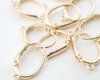 10PCS 14K Gold Plated Oval Hoop Earring, Huggie Hoops Earring Parts, Spring Ear Hoops, 19.7mm, Oval Hoop earring  for Jewelry Making Z067