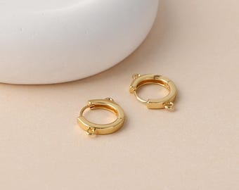 Huggie-oorringen met dubbele lus, 18 kt verguld, klikring met twee lussen voor doe-het-zelf sieraden bedels maken van benodigdheden D0792
