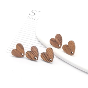 4PCS  Wood Earrings,  Heart Shape Wooden Earrings for women, Nickel Free, Boho Earring Finding JT926
