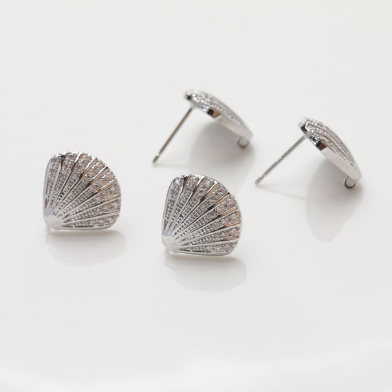 Shell Ear Post With Loop, Ear Pin Nickel Free, Gold/silver Ear