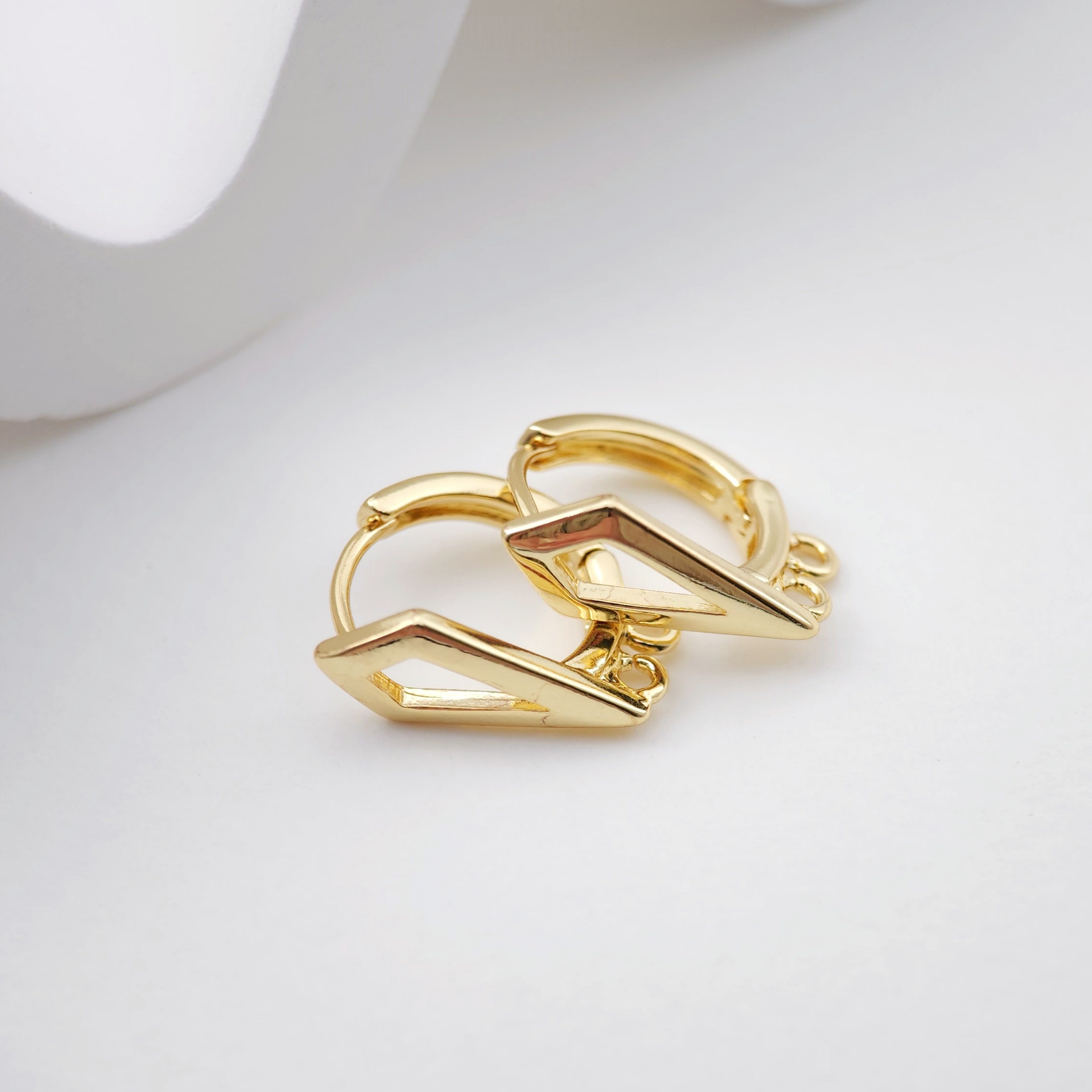 Loop Hoop Lock Geometric English Lock With Two Loops, Gold/rhodium Plated Earring Hoop ...