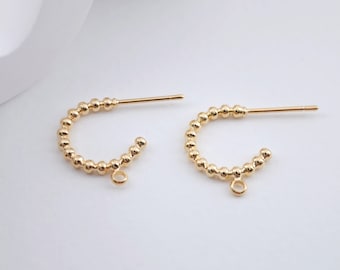 Beaded C shape earrings, 18K Gold Plated Stud with Loop, DIY Earring  Findings, Handmade Earring Supplies ZX238