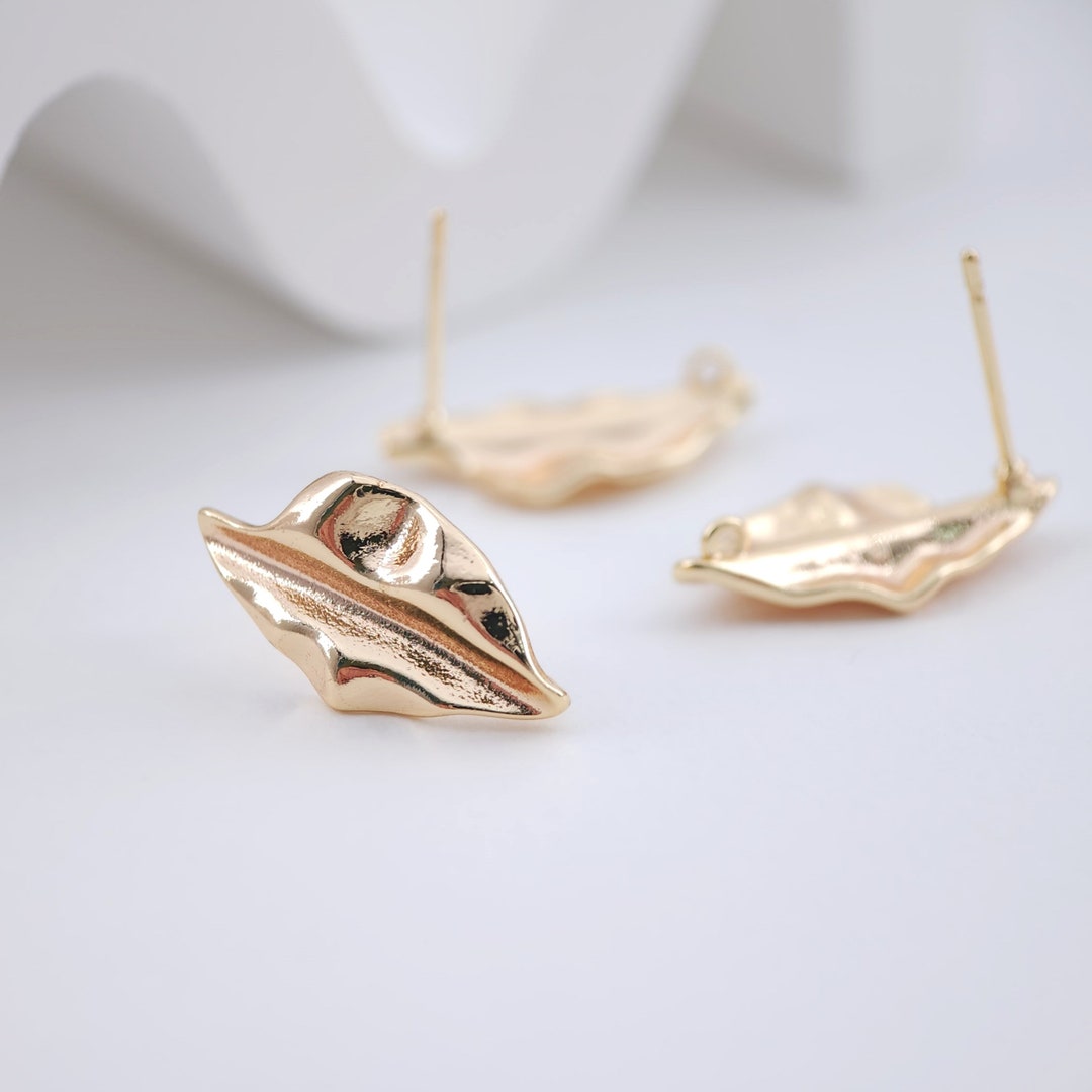 Wrinkle Leaf Post Earring, Gold/silver Plated, Nickel Free