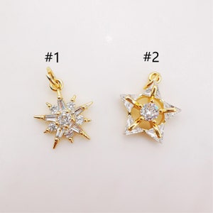 Star Charms,  Crystal Cubic Pave Star Pendant, 18K Gold Plated, Necklace Making Star Charms, Jewelry Findings S356
