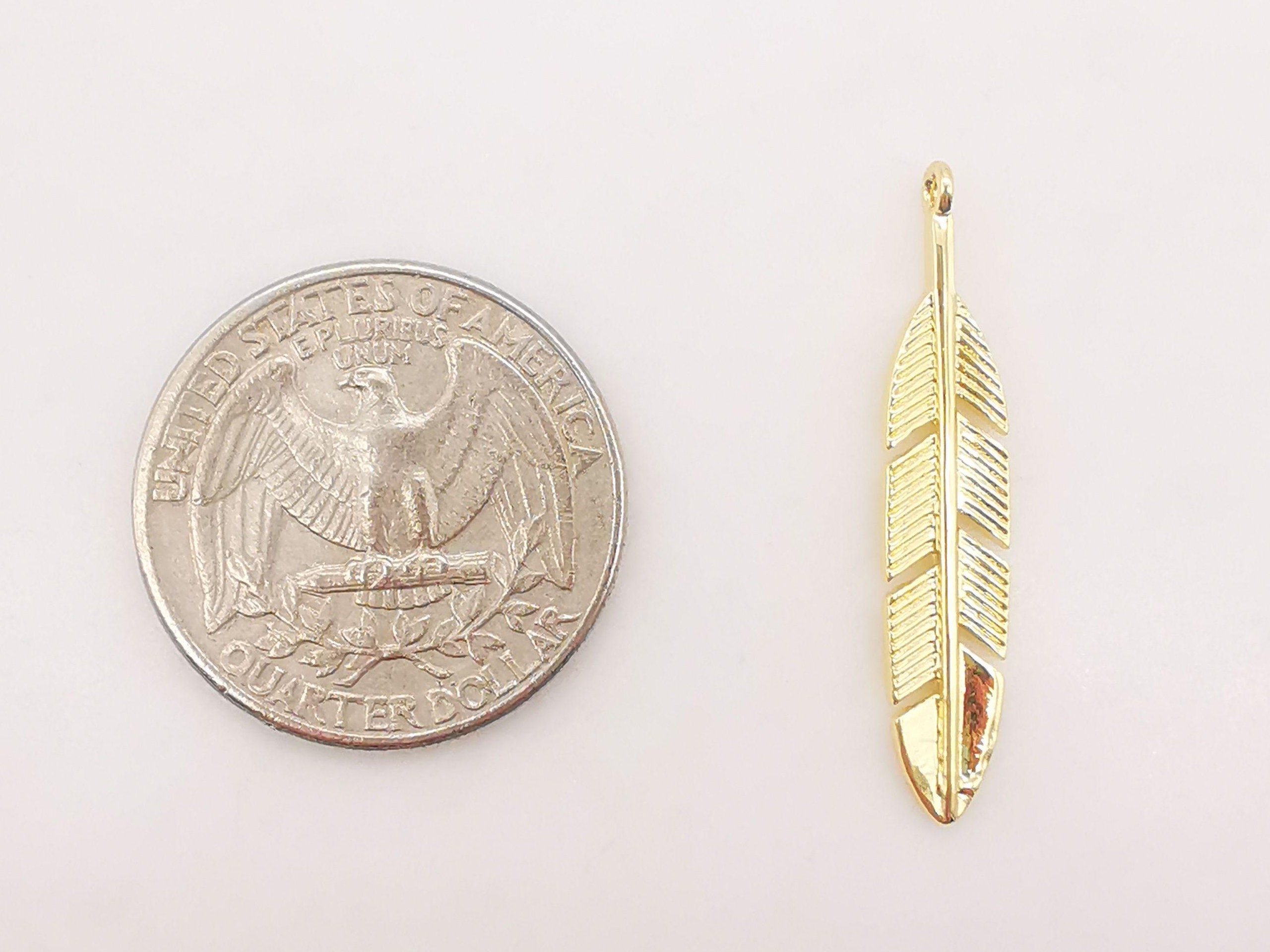 10PCS Bulk Gold Feather Charm Dainty Gold Plated Feather Etsy