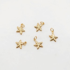 5pcs gouden zeester bedels, 18K verguld, sierlijke zeester vorm hanger, armband maken hanger S20403