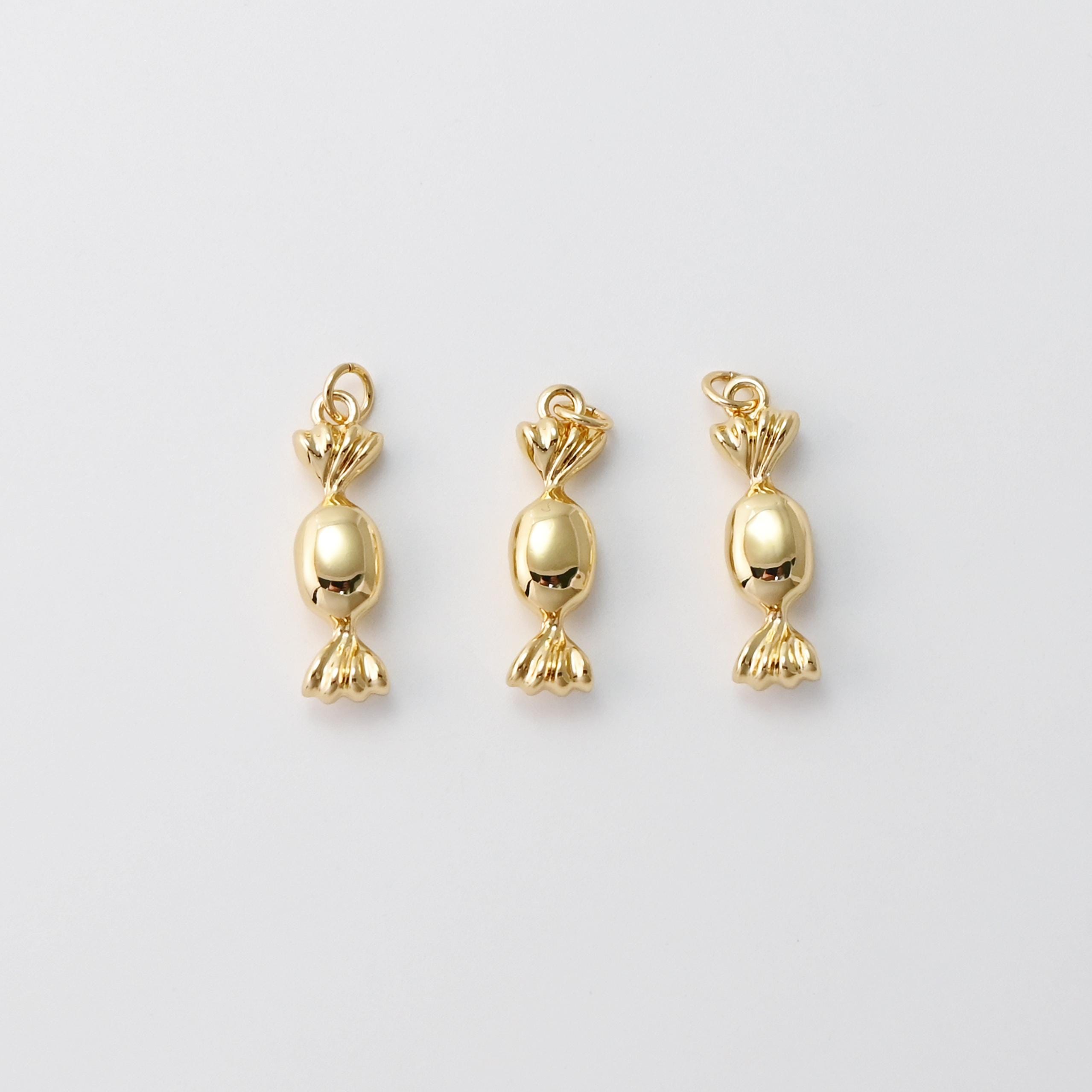 Gold Candy Charm, Candy Pendant, 18K Gold Plated, 25*7mm