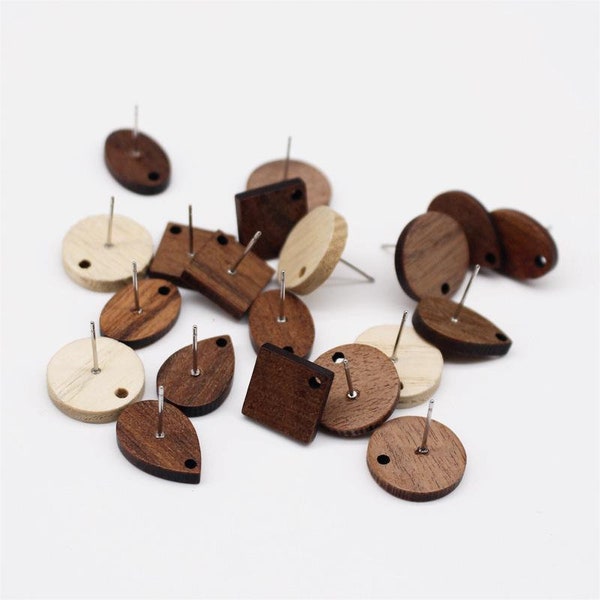 10 pièces de la collection de clous géométriques en bois, boucles d'oreilles géométriques en bois, sans nickel, boucles d'oreilles PS030-JT002