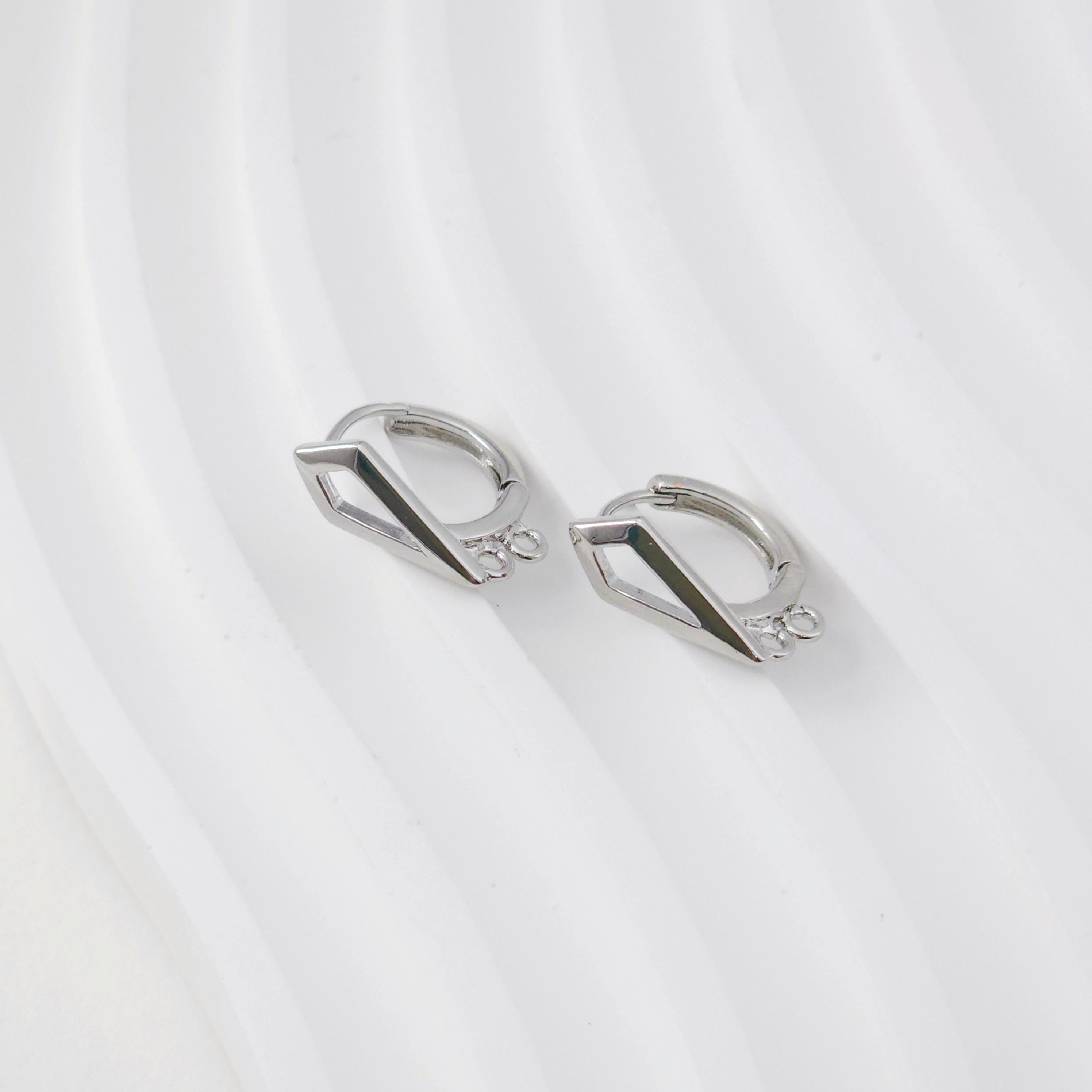 Loop Hoop Lock Geometric English Lock With Two Loops, Gold/rhodium Plated Earring Hoop ...
