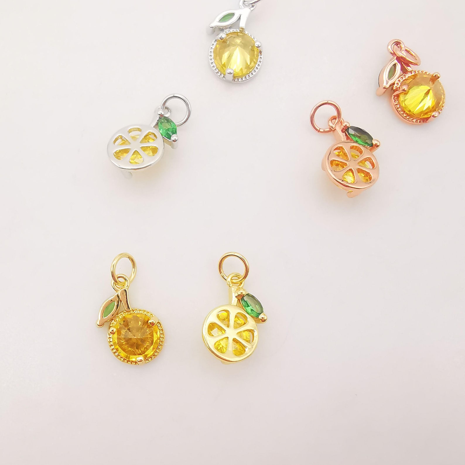 10PCS 6x10mm Lemon Charms 18K Gold Plated Cubic Pave Charms Etsy