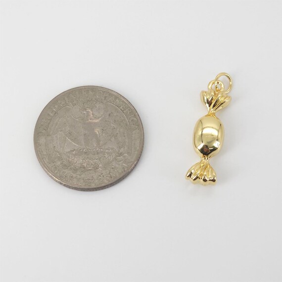 Gold Candy Charm, Candy Pendant, 18K Gold Plated, 25*7mm