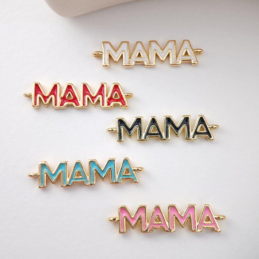Cubic MAMA Connector, 18K Gold Plated Micro CZ Pave Connector Mom