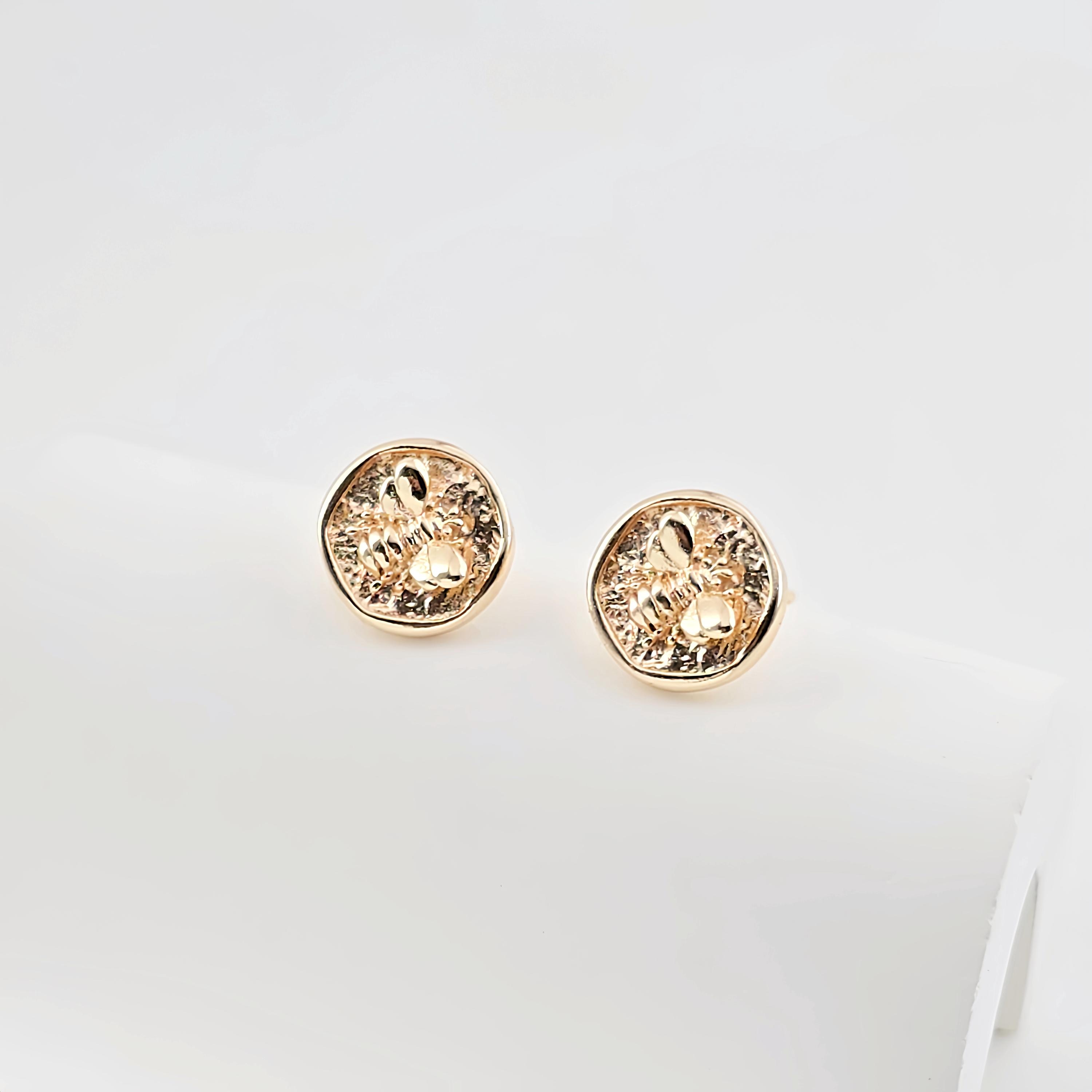 Round Gold Bee Earring Post With Loop, Pin Nickel Free Earrings