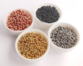 Gold/Rose Gold/White Gold/Black Plated Beads, Gold Spacer Beads, 14k gold round beads,3mm/4mm/5mm/6mm, Spacer Beads For Jewelry making
