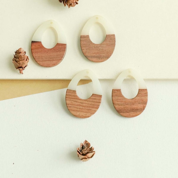 10PCS Drop Geometric Wooden/Resin Pendant, Necklace Making Findings JT085