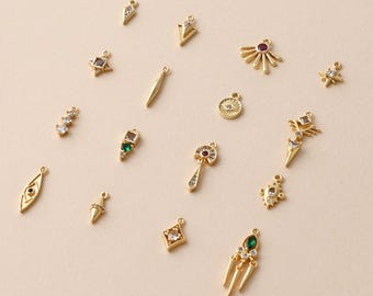 Collectie oorbelbedels, 18k verguld, zirkonia effen bedels, oorbelhanger voor het maken van oorbellen, bevindingen sieraden maken DX001