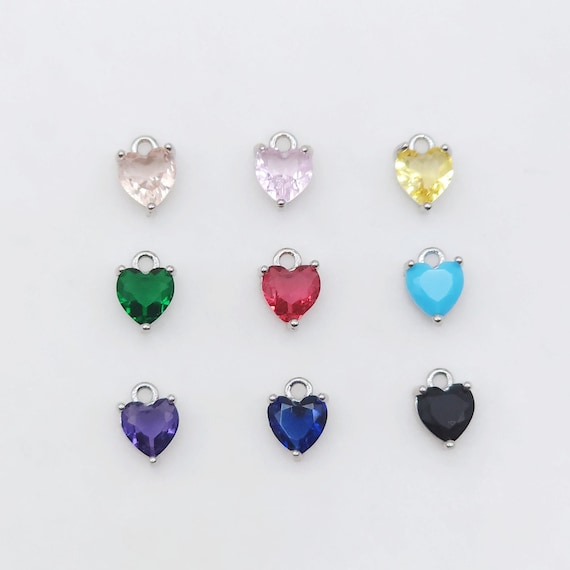 ShinyJewelry Heart Charm Bead - Synthetic Crystal Teardrop Birthstone For Bracelet, November