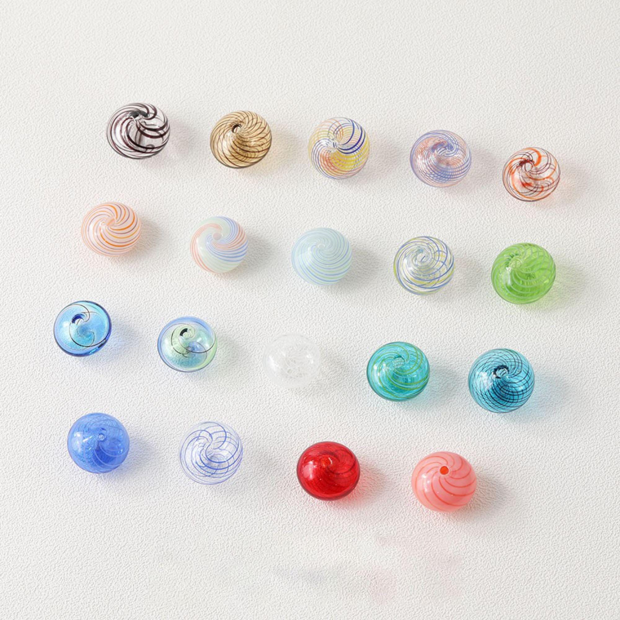 Colourful Patterned Glass Bubble Beads, Oval Openwork Glass Beads, Hand Blown Hollow Globes for Jewelry Making, DIY Beads Finding GZ776