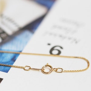 14K Gold Filled Box Chain Necklace, Finished Chain- 0.75/0.85mm Flat Cable Chain with Spring Clasp, Ready for Wear, Finished Box Chains B030