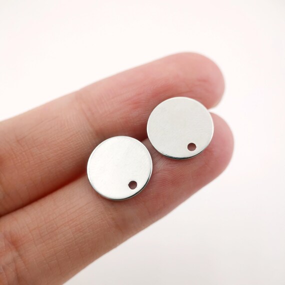 18Kゴールドラウンドポストループ付き10個入り、ラウンドスタッド