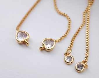 5PCS Adjustable Bracelet Making Chain For Making, 18K Gold Plated Half Finished Slide Box Chain with Rubber Stopper Beads 1.3mm S1145