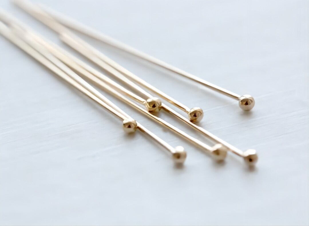 14K Gold Filled Ball Pins- [10PCS] 23/25/27/31 Gauge Ball Head Pins ...