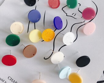 10PCS Acrylic Round Earring Findings, 26 Colors You Choose,  Ear Stick, Nickel Free, Earring Finding MY023