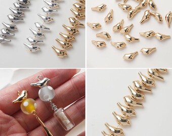 3D Bird Spacer Bead, Smooth Bird Bead, 14K Gold Plated, For DIY Bracelet Necklace Jewelry Making Findings GZ1071