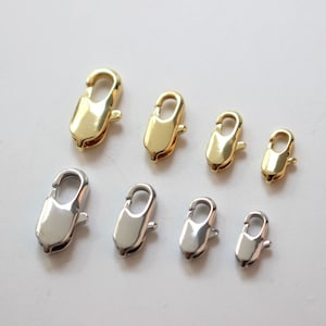 20PCS- 18K Shiny Gold/Silver Plated Lobster Clasp, 9mm, 10.5mm, 12.5mm, 14mm, Necklace Bracelet Making Supply, Jewelry Findings ZZ024