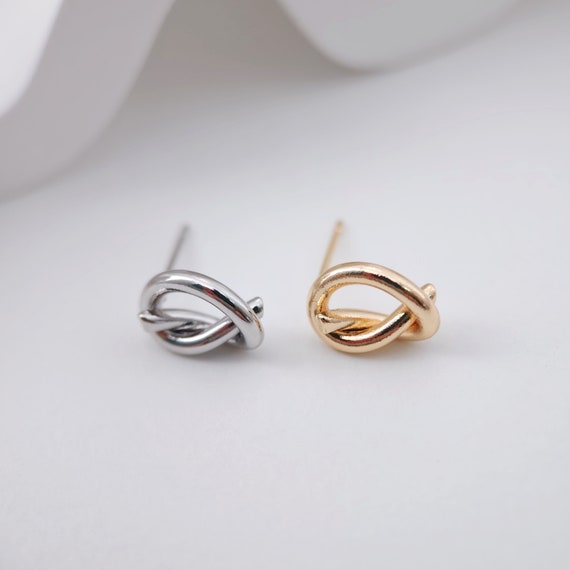 ■ENGBROX■ silver925 illumina knot earring EBEA25009SV Knotted Earring Post Earrings, Gold/silver Earring Post