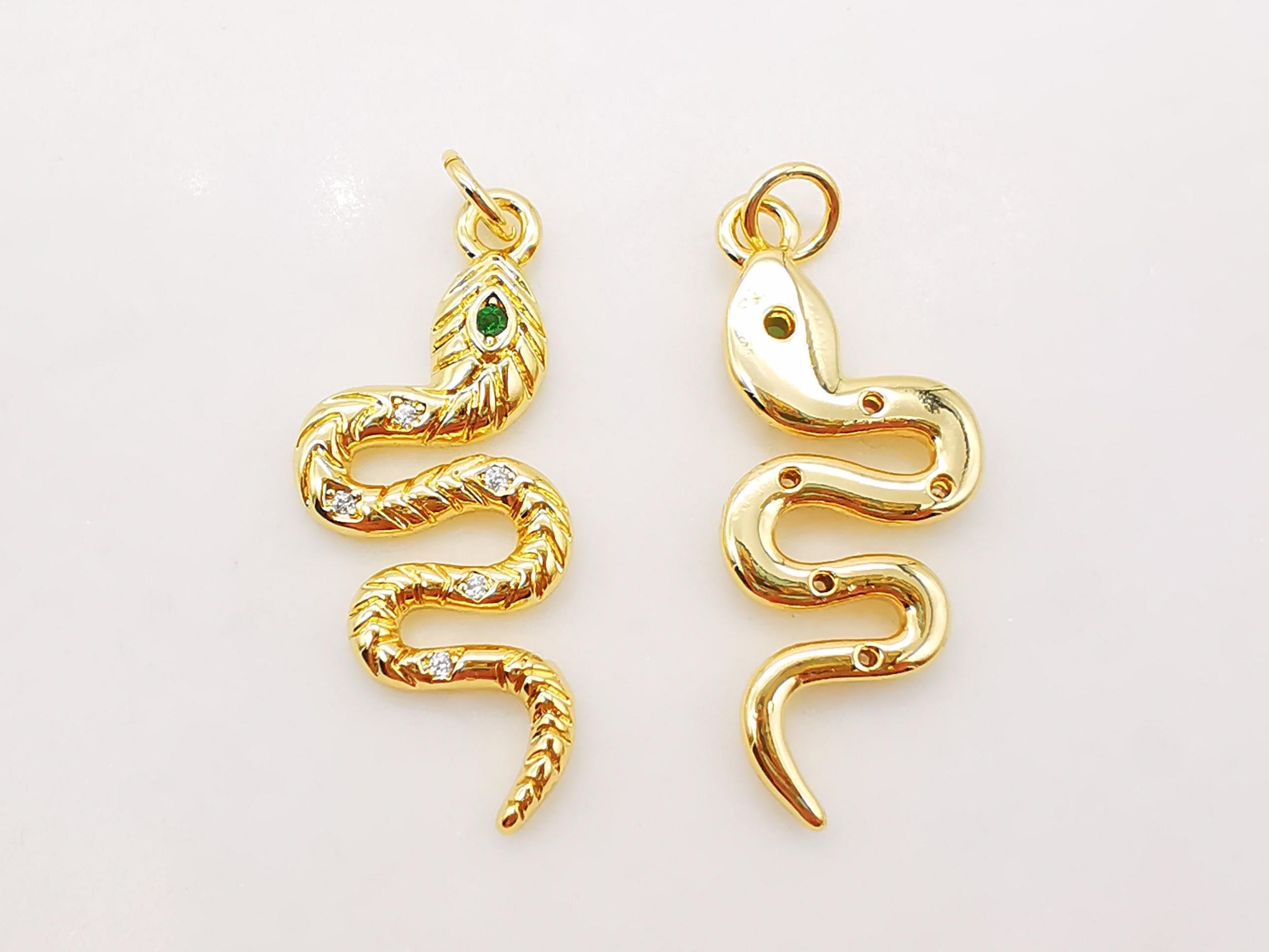Snake Charm 18K Gold Plated Snake Pendant for Necklace Etsy