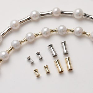 10pcs Tube Beads, Spacer Beads, Spacing beads 14K Gold/Silver Plated, Bracelet Necklace Making Jewelry Finding JG006