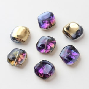 Perles de verre carrées irrégulières, 19x7mm, perles en verre cristal pour la fabrication de bijoux, perles de bricolage trouver GZ019 Violet