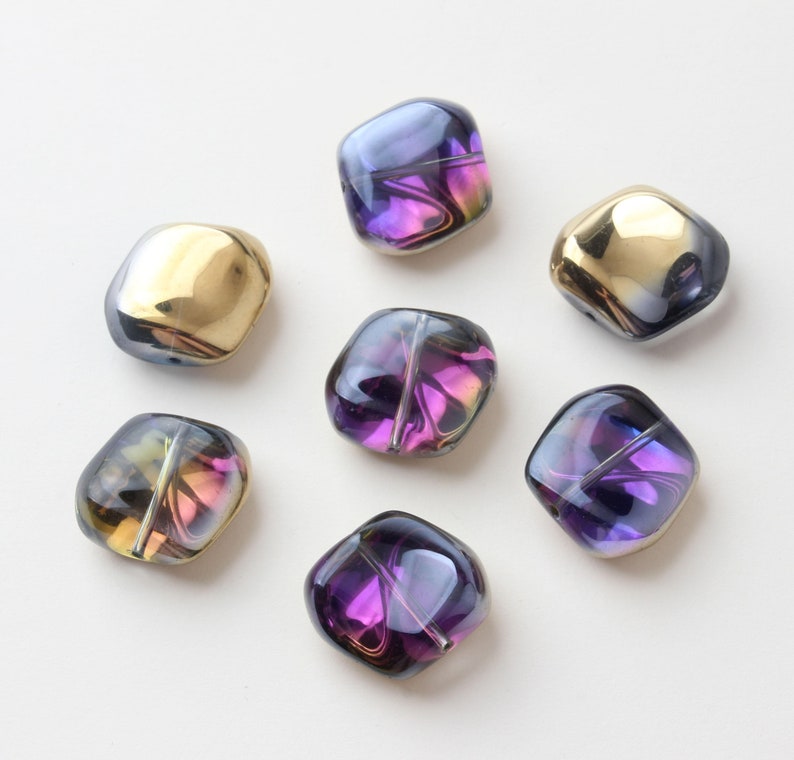 Perles de verre carrées irrégulières, 19x7mm, perles en verre cristal pour la fabrication de bijoux, perles de bricolage trouver GZ019 Violet