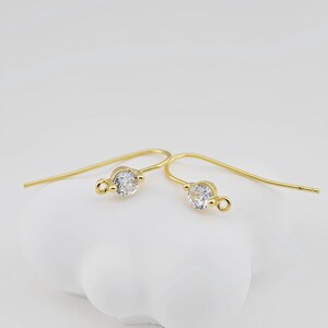 4pcs-18K Gold Plated Ear Wires, Cubic Pave Earring Hooks, Nickel Free, Fish Hooks, Ear Wires for Jewelry Making S20615