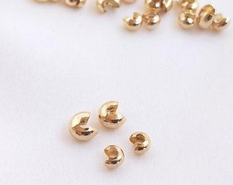 50pcs- Gold Plated Crimp Covers, 3mm/4mm Cover Beads, Gold Crimp Cover Beads, Gold Crimp Beads, YY007