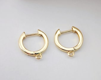 4pcs Huggie Hoops Earring Hoop, 18K Gold Plated Leverback Ear Hoops, Gold Earring Making Findings for Jewelry Making D0107